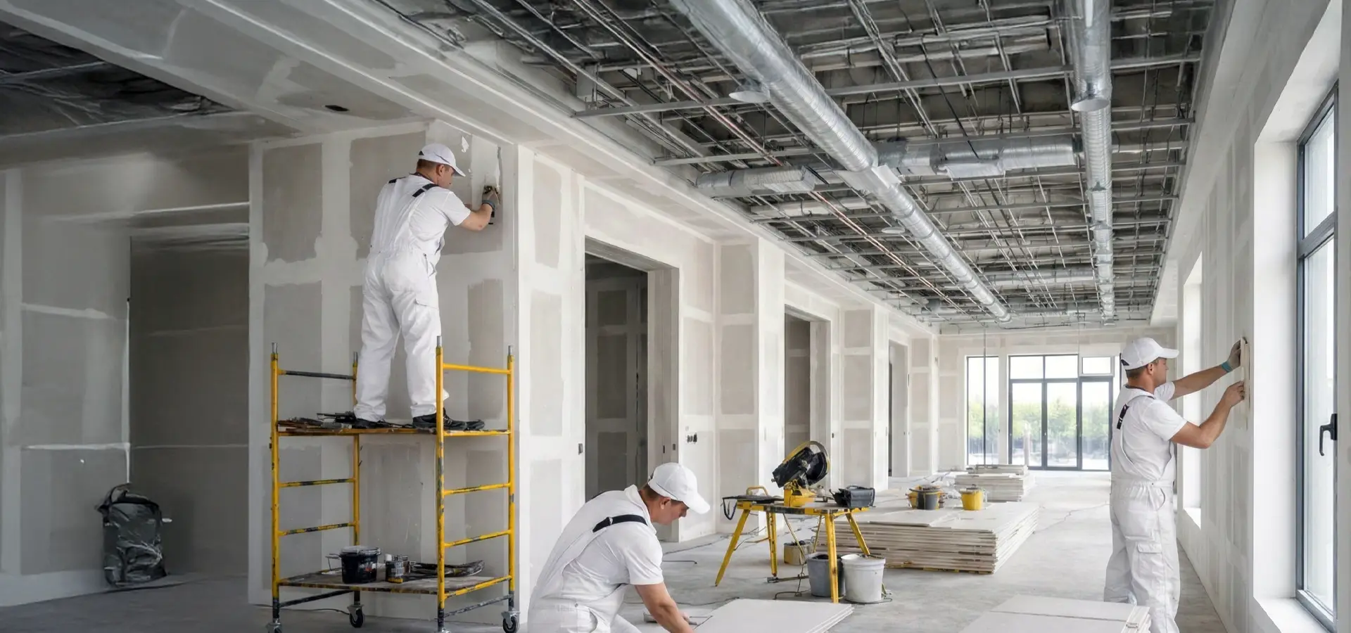 Professionelle Trockenbau-Konstruktion an einer Decke